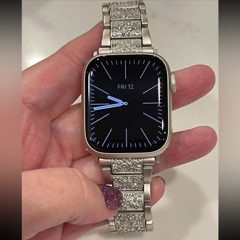 Rhinestone and metal watch band for Apple Watch 42/44/45